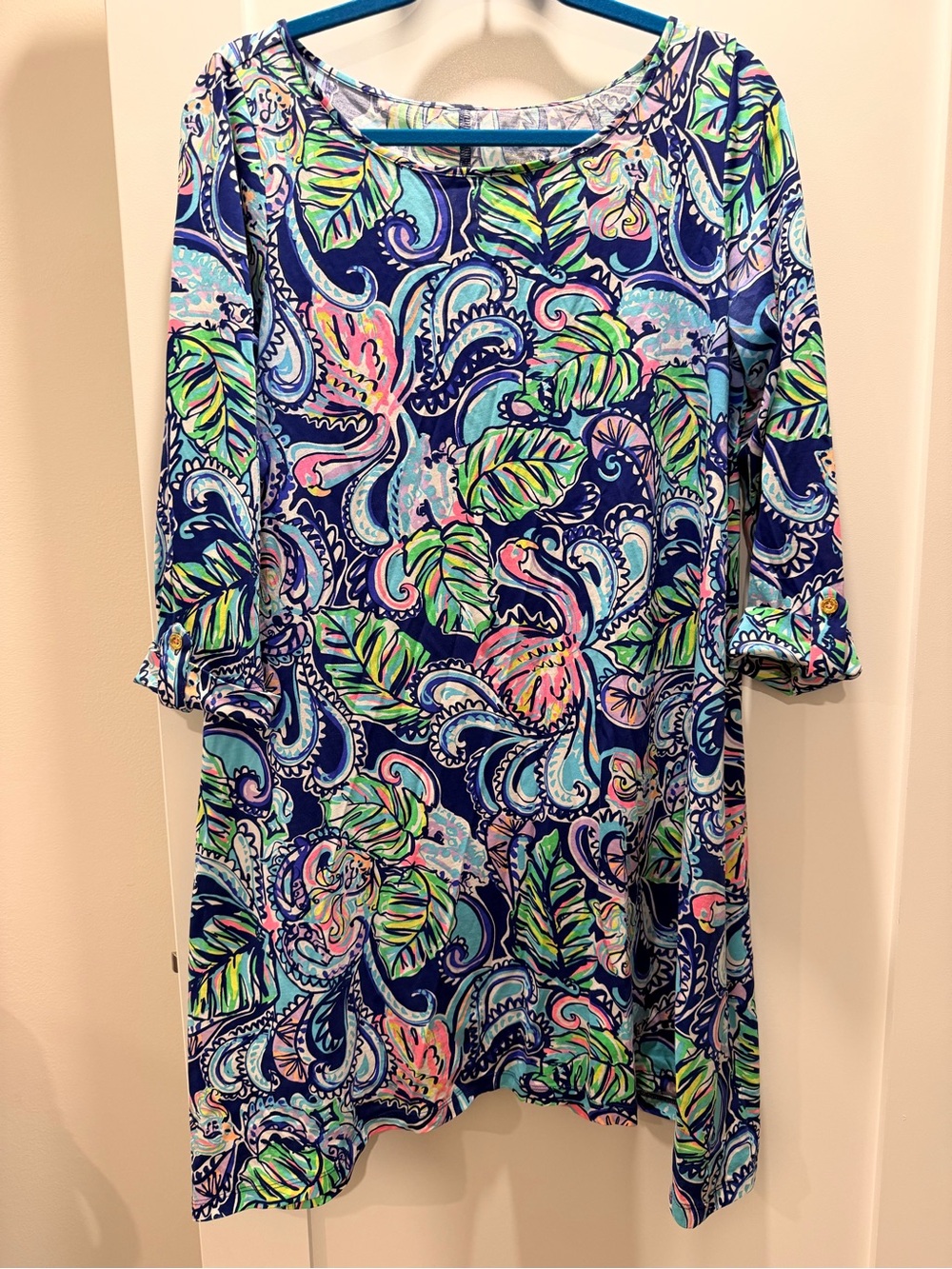 Lilly Pulitzer Navy Multicolor Paisley & Leaf Dress